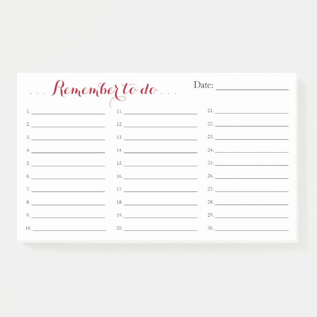 Large Remember To Do List Organizer with Date Post-it Notes (Front)