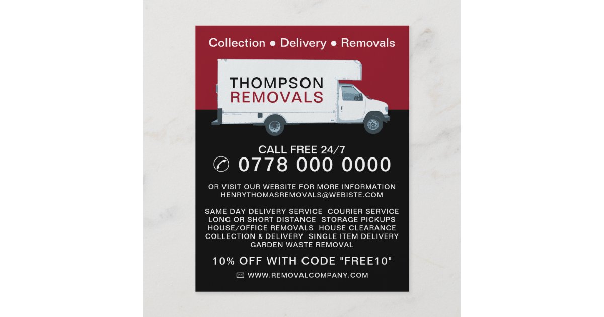 Large Removal Van, Removal Company Advertising Flyer Zazzle