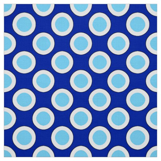 Large Retro circled dots, cobalt blue and white Fabric