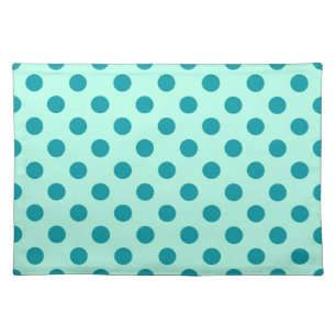 Large retro dots - aqua and turquoise cloth placemat