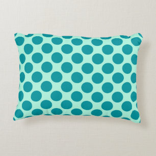 Large retro dots - aqua and turquoise decorative pillow