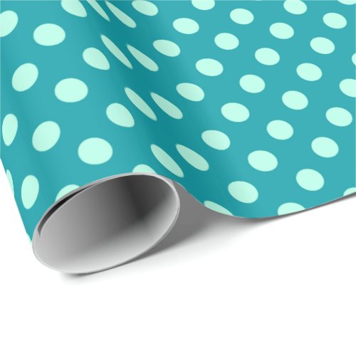 Large retro dots _ aqua on turquoise wrapping paper