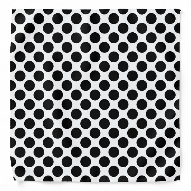 Large retro dots - black and white bandana (Front)