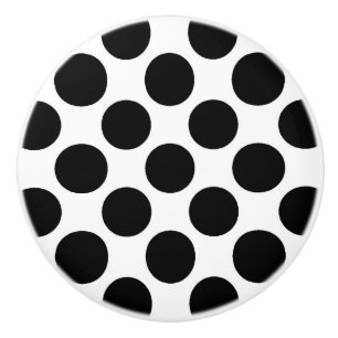 Large retro dots - black and white ceramic knob