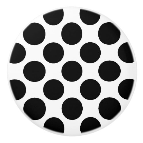 Large retro dots _ black and white ceramic knob