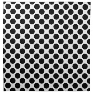 Large retro dots - black and white cloth napkin