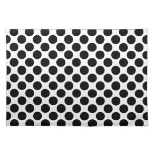 Large retro dots - black and white cloth placemat