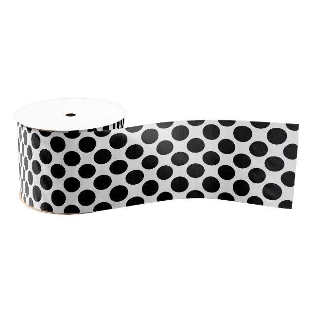 Large retro dots - black and white grosgrain ribbon (Spool)