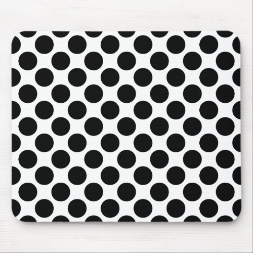 Large retro dots _ black and white mouse pad