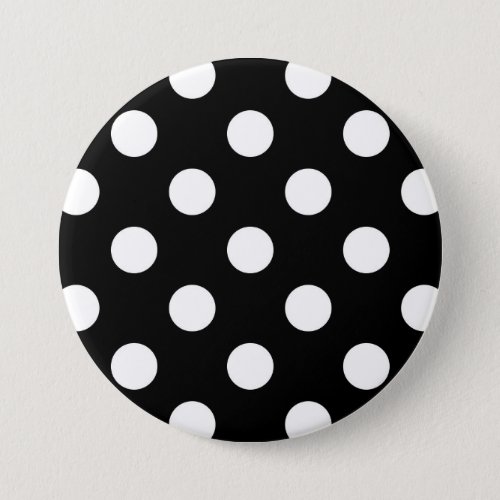 Large retro dots _ black and white pinback button