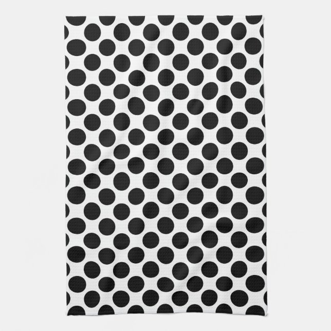 Large retro dots - black and white towel (Vertical)