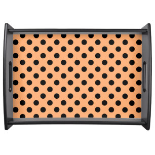 Large retro dots - black on a peach background serving tray