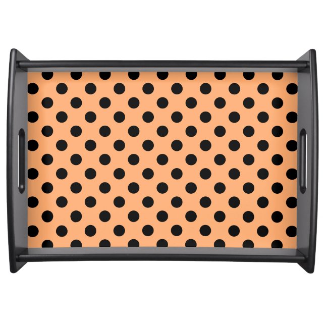 Large retro dots - black on a peach background serving tray (Front)