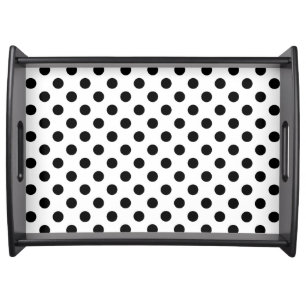 Large retro dots - black on a white background serving tray