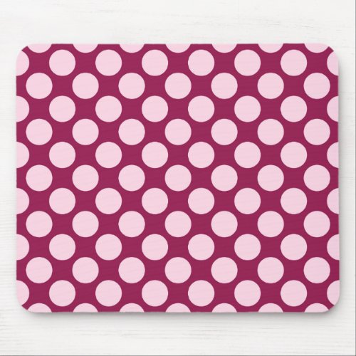 Large retro dots _ burgundy and shell pink mouse pad