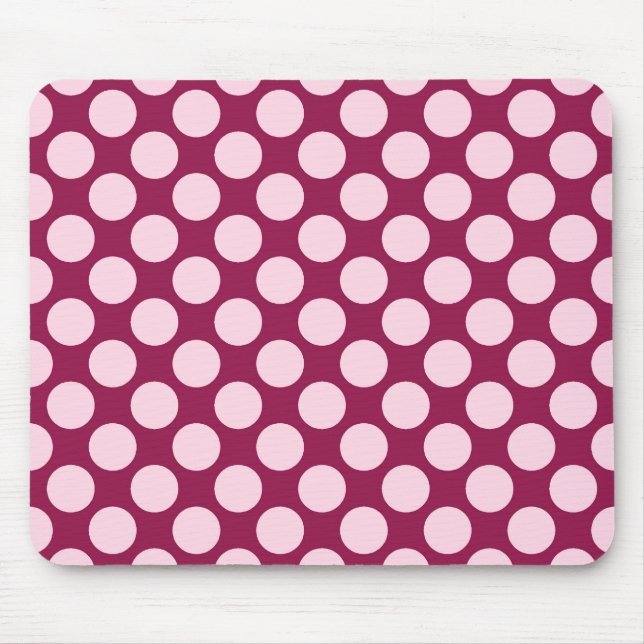 Large retro dots - burgundy and shell pink mouse pad (Front)