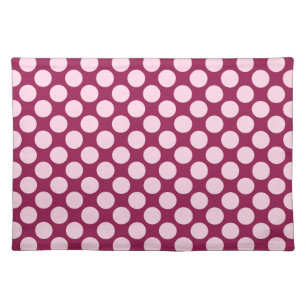 Large retro dots - burgundy and shell pink placemat