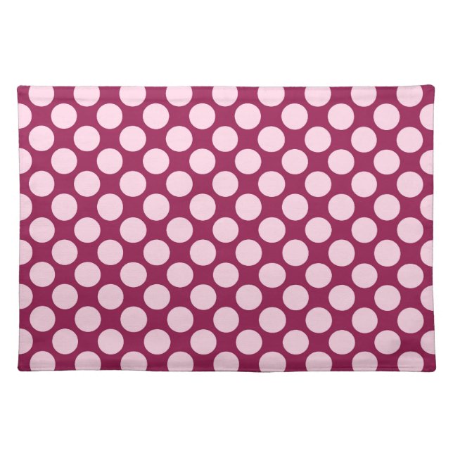 Large retro dots - burgundy and shell pink placemat (Front)
