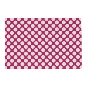 Large retro dots - burgundy and shell pink placemat