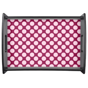 Large retro dots - burgundy and shell pink serving tray