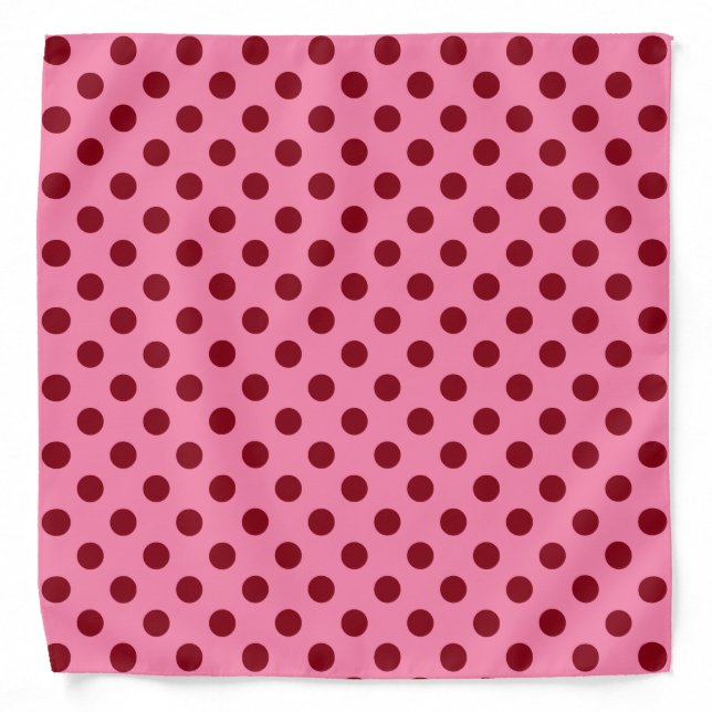 Large retro dots - burgundy on pink bandana (Front)