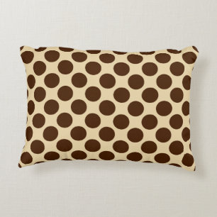 Large retro dots - chocolate brown and tan accent pillow