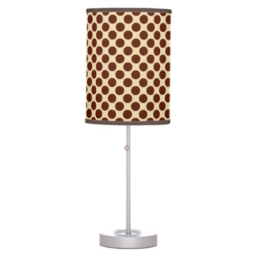 Large retro dots _ chocolate brown and tan table lamp