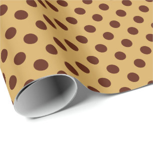 Large retro dots - chocolate brown on caramel wrapping paper