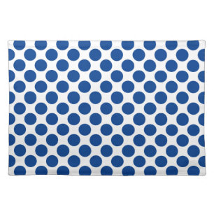 Large retro dots - cobalt blue and white cloth placemat