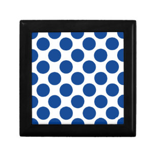 Large retro dots - cobalt blue and white jewelry box