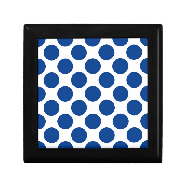 Large retro dots - cobalt blue and white jewelry box (Front)