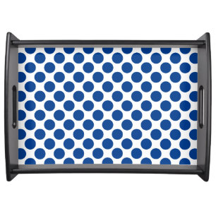 Large retro dots - cobalt blue and white serving tray