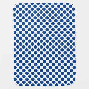 Large retro dots - cobalt blue and white stroller blanket