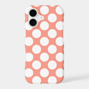 Large retro dots - coral pink and white iPhone 17 case