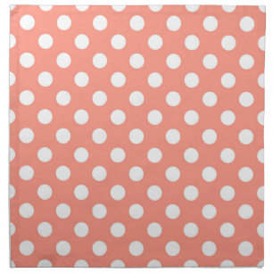 Large retro dots - coral pink and white cloth napkin