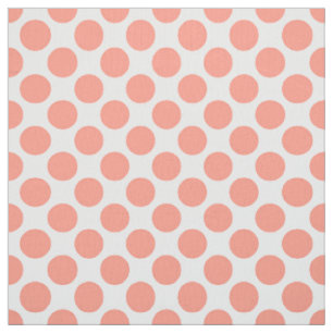 Large retro dots - coral pink and white fabric