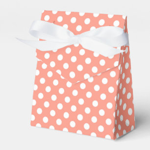 Large retro dots - coral pink and white favor boxes