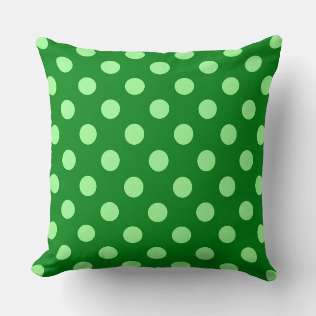 Large retro dots - emerald and mint green throw pillow (Front)