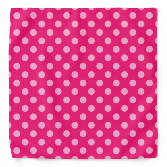 Large Retro Dots, Fuchsia and Pastel Pink Bandana (Front)
