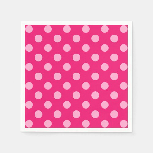 Large Retro Dots Fuchsia and Pastel Pink Napkins