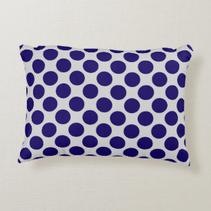 Large retro dots - grey / gray and navy accent pillow