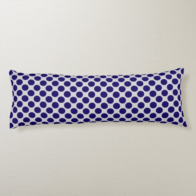 Large retro dots - grey / gray and navy body pillow (Back)