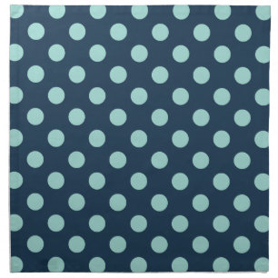 Large retro dots - light on dark denim blue cloth napkin