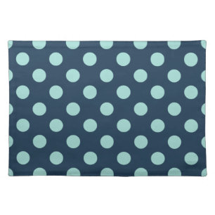 Large retro dots - light on dark denim blue placemat