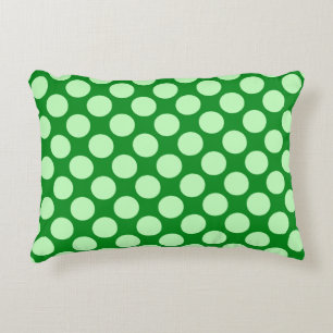 Large retro dots - mint green and emerald accent pillow