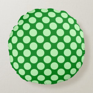 Large retro dots - mint green and emerald round pillow