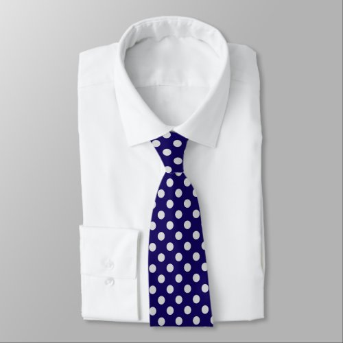Large retro dots _ navy and grey neck tie