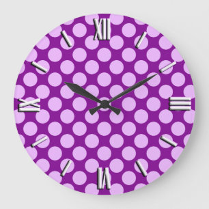Large retro dots - orchid and purple clock
