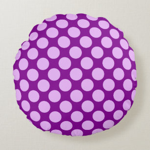 Large retro dots - orchid and purple round pillow