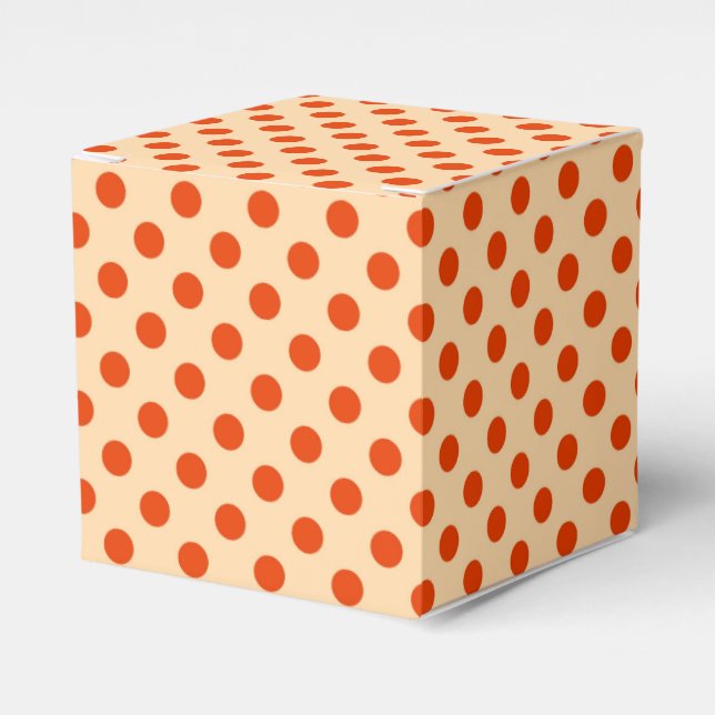 Large retro dots - pale orange and mandarin favor boxes (Front Side)